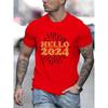 Hello 2024 модные футболки для женщин и мужчин одежда Happy New Year 2024 мужские футболки большого размера хипстерские футболки Cheers To 2024 Top