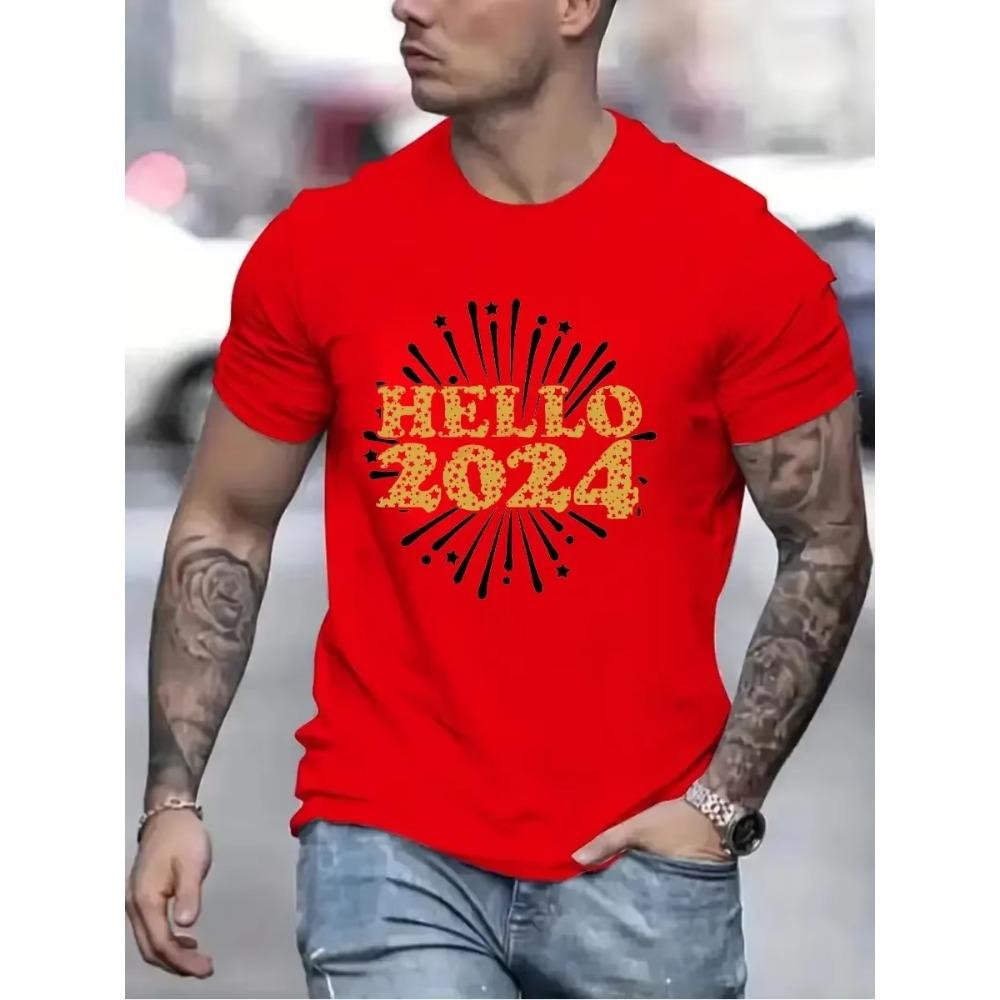 Hello 2024 модные футболки для женщин и мужчин одежда Happy New Year 2024 мужские футболки большого размера хипстерские футболки Cheers To 2024 Top