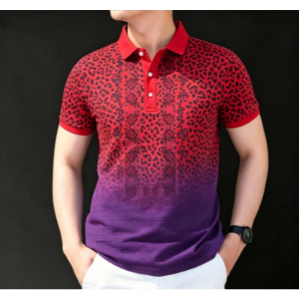 Summer 10 Color Leopard Print Polo Shirt Men's Outdoor Street Short Sleeve Tees Top Fashion Home Casual T-shirt Men's and Women's Polo Shirt