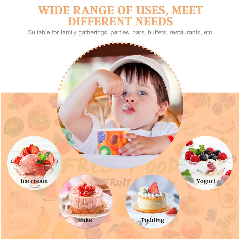 200 шт. Пластиковые ложки для десерта одноразовые для вечеринок стаканчики с крышками и крошечным мороженым желе для торта