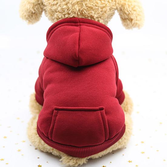 Pet Dog Hoodie Winter Solid Color Hooded Sweatshirt Elastic Hem Foreleg Sporty Sweatshirt Warm Windproof Pet Outfit