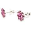 [J8700] - Pink 'Crystal Flowers' Silver Earrings