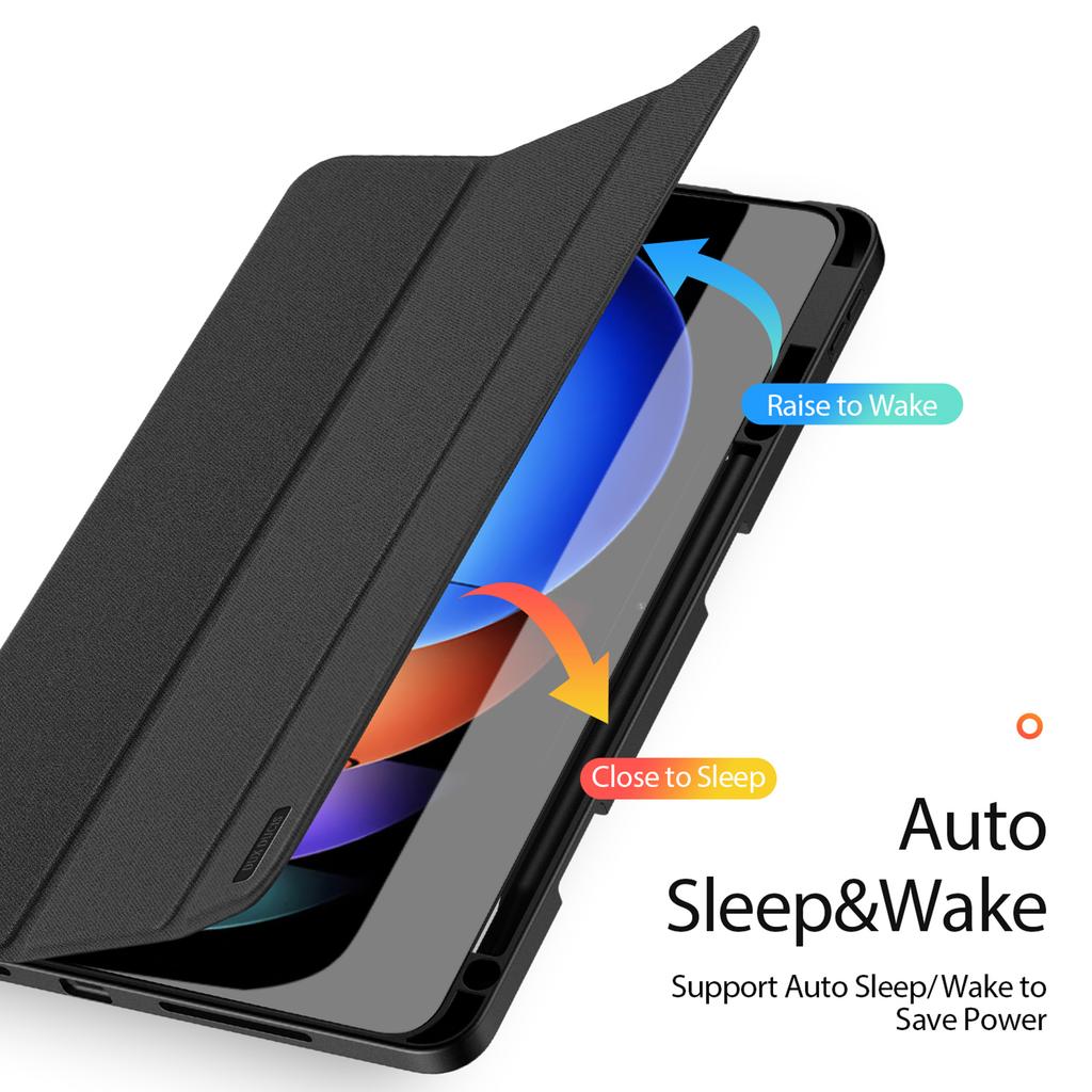 DUX DUCIS Серия Domo для Xiaomi Pad 6S Pro 12.4 Кожаный чехол Автоматическое включение/выключение Тройная подставка Обложка для планшета