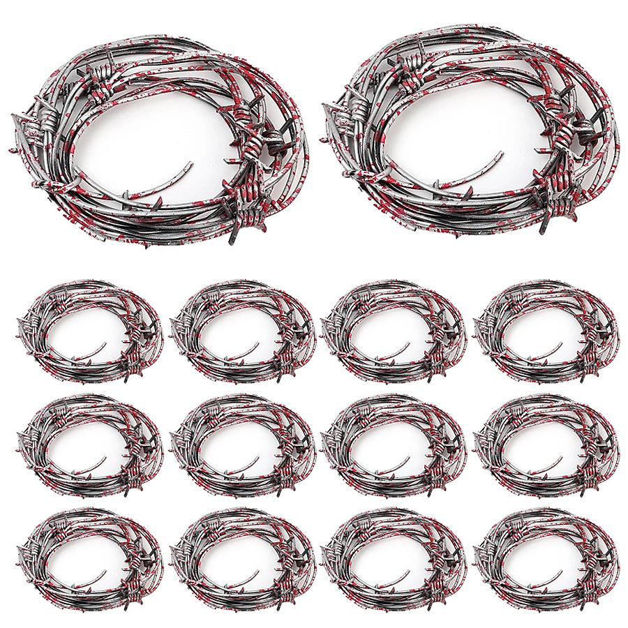 2.5m Lightweight Durable Plastic Barbed Wire Garland Halloween Simulate Barbed Wire Prop for Haunted House DIY Fence Decor