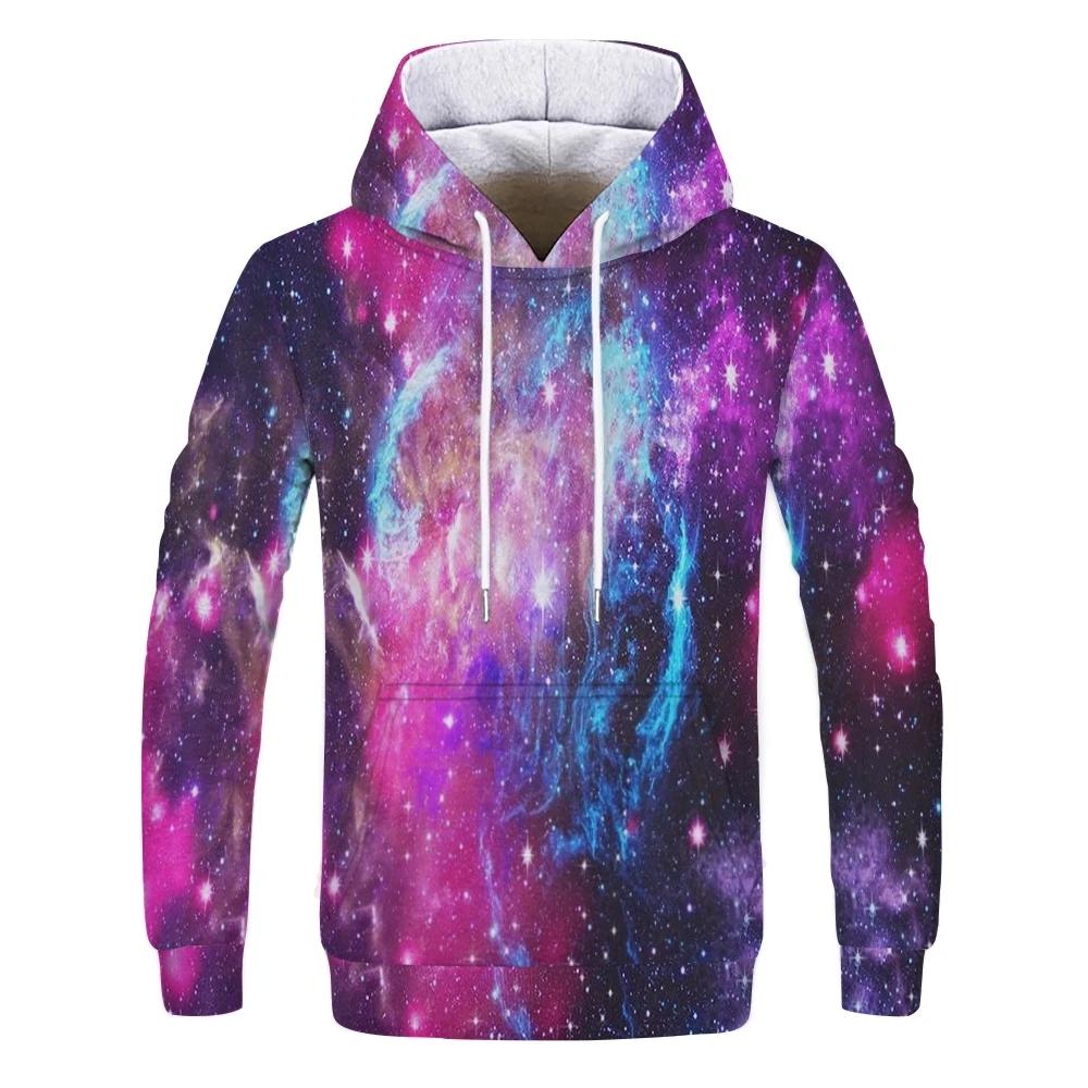 Space Galaxy Sweatshirt Men 3D Print Hoodie Men Women Loose Hoodie Vintage Kids Hoodie Long Sleeve Coat Purple Nebula Clothing