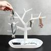 Plastic Tree Key Holders With Tray For Dressing Table Home Decor Hallway Multiple Key Hanger,Watch Holder Decorative Storage Box,White