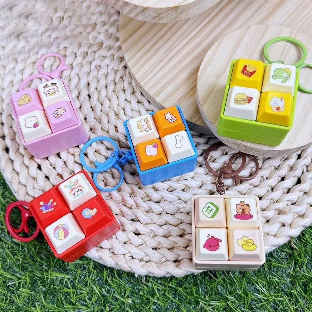 New Cartoon Fidget Keychain Keys Button DIY Keyboard Finger Keyboard Caps Relief Stress Keycap Pinch