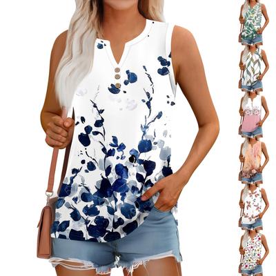 Женский летний жилет, свободный, однотонный, с пуговицами, V-образным вырезом, повседневная рубашка без рукавов