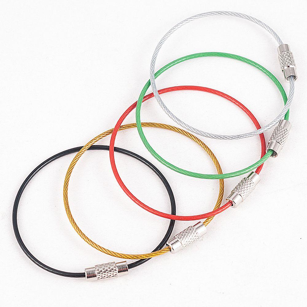 10Pcs Tool Gadget with Screw Lock Key Holder Keychain Keyring Circle Stainless Steel Rope Ring