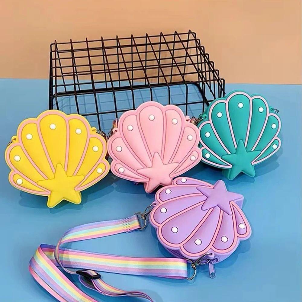 Water-proof Shell Coin Purse Soft Seashell Crossbody Pouch Portable Silicone Shell Bags Travel
