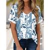 Женская Модная Футболка Графика Растения Мода Короткий Рукав V-образный Вырез Обычный