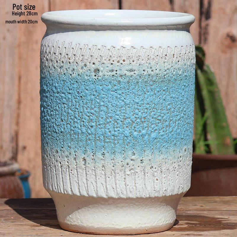 Ручной работы Высокий горшок из грубой керамики для суккулентного дерева, Дышащая керамическая глина для бугенвиллей и орхидей.