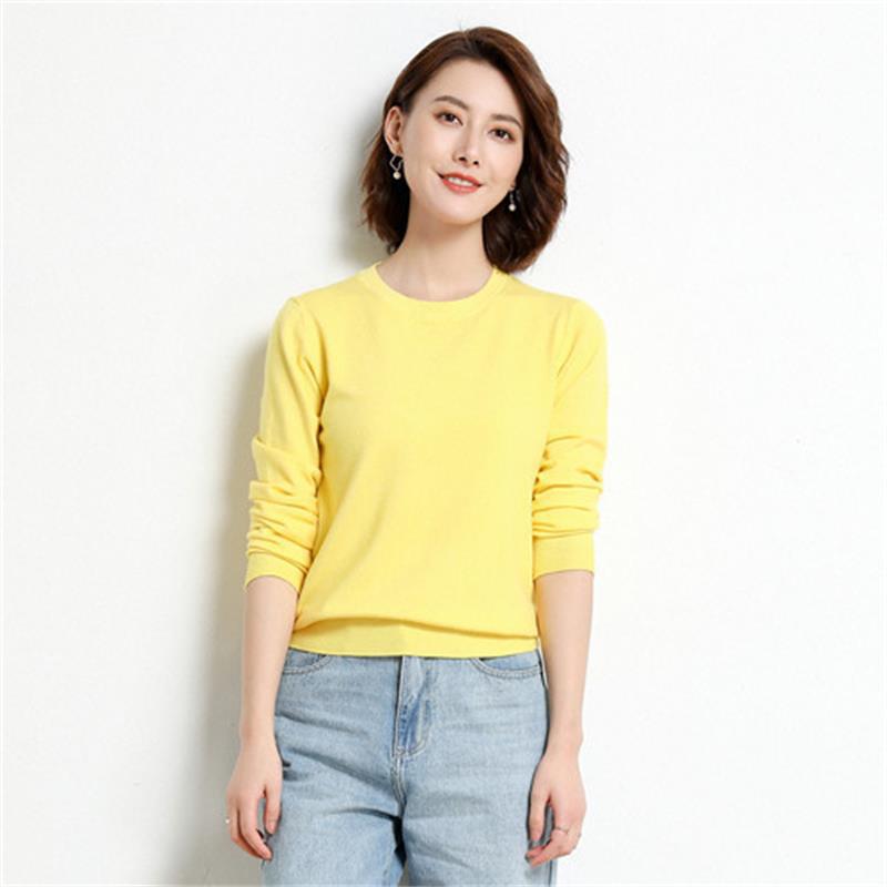 YYFS Женская мода, повседневный однотонный принт, большие размеры, осень-зима, свитера с круглым вырезом и длинными рукавами