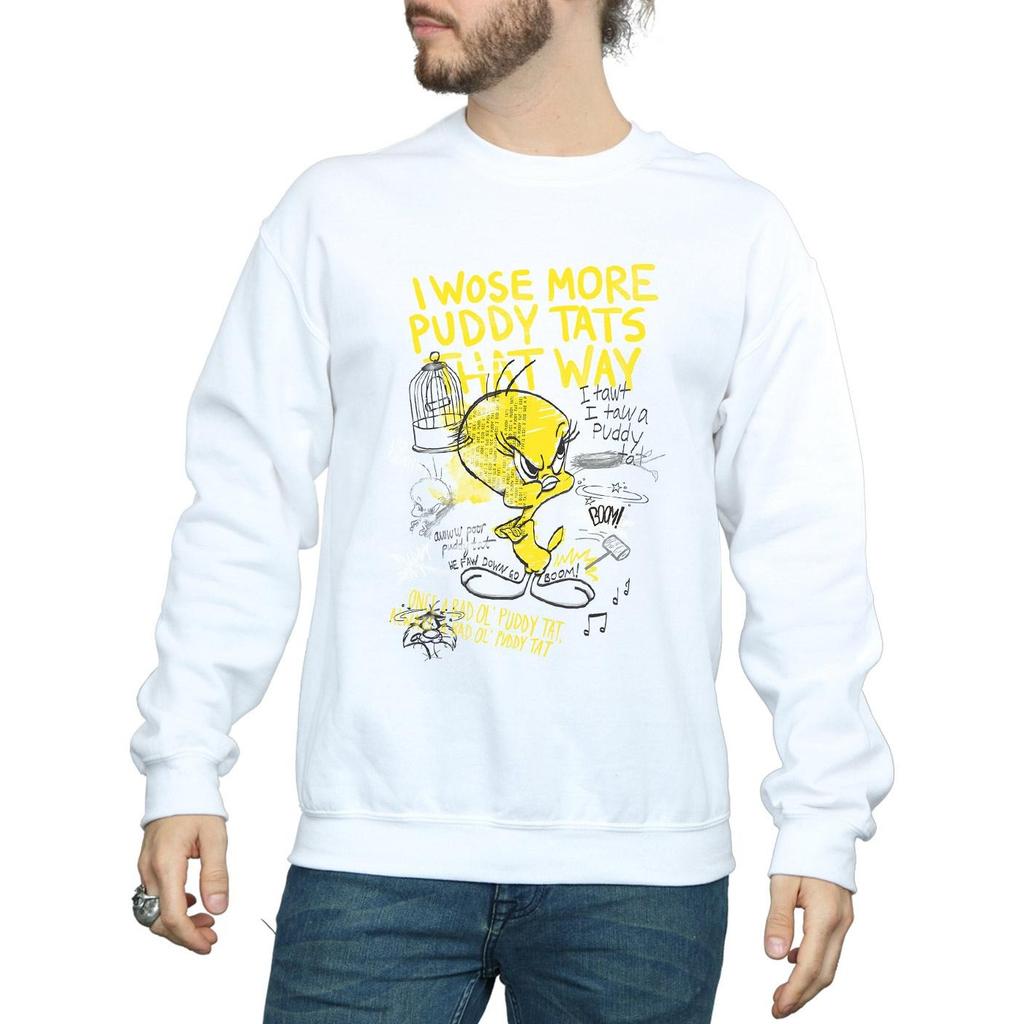 Looney Tunes Mens Tweety Pie More Puddy Tats Sweatshirt