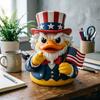 Патриотическая фигурка утки Смешная статуэтка Дяди Утки с американским флагом и цилиндром Коллекционная декорация на 4 июля ко Дню независимости Декор для дома