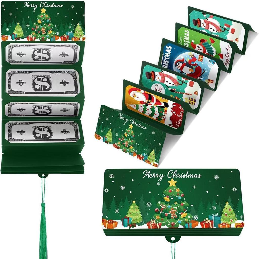 2026 Santa Claus Christmas Money Box with 10 Card Slots - US Dollar Red Envelope Surprise Party Gift