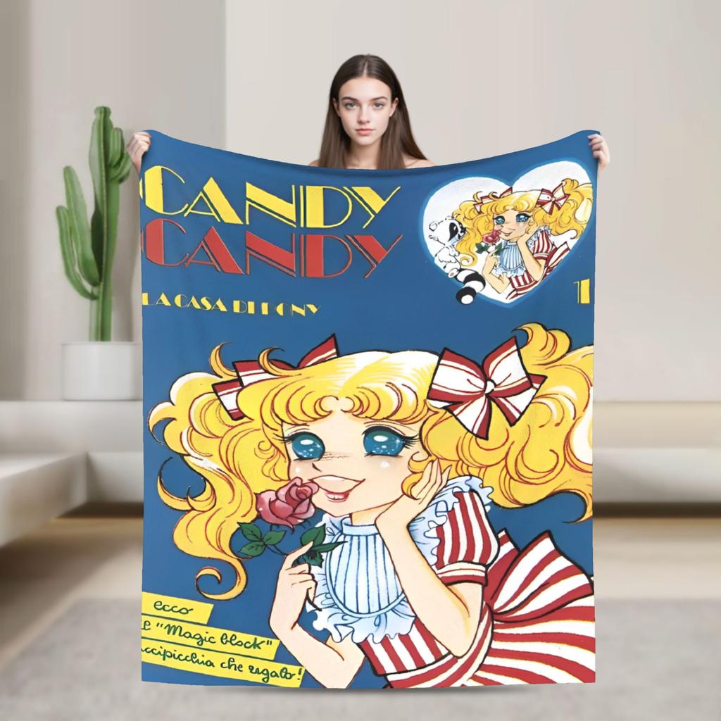 Candy Candy Anime Cartoon Fuzzy Blanket  Awesome Throw Blankets for Home 150*125cm Bedspread