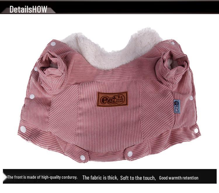 Утепленная вельветовая хлопковая куртка для щенков на осень/зиму - Плюшевая одежда для питомцев