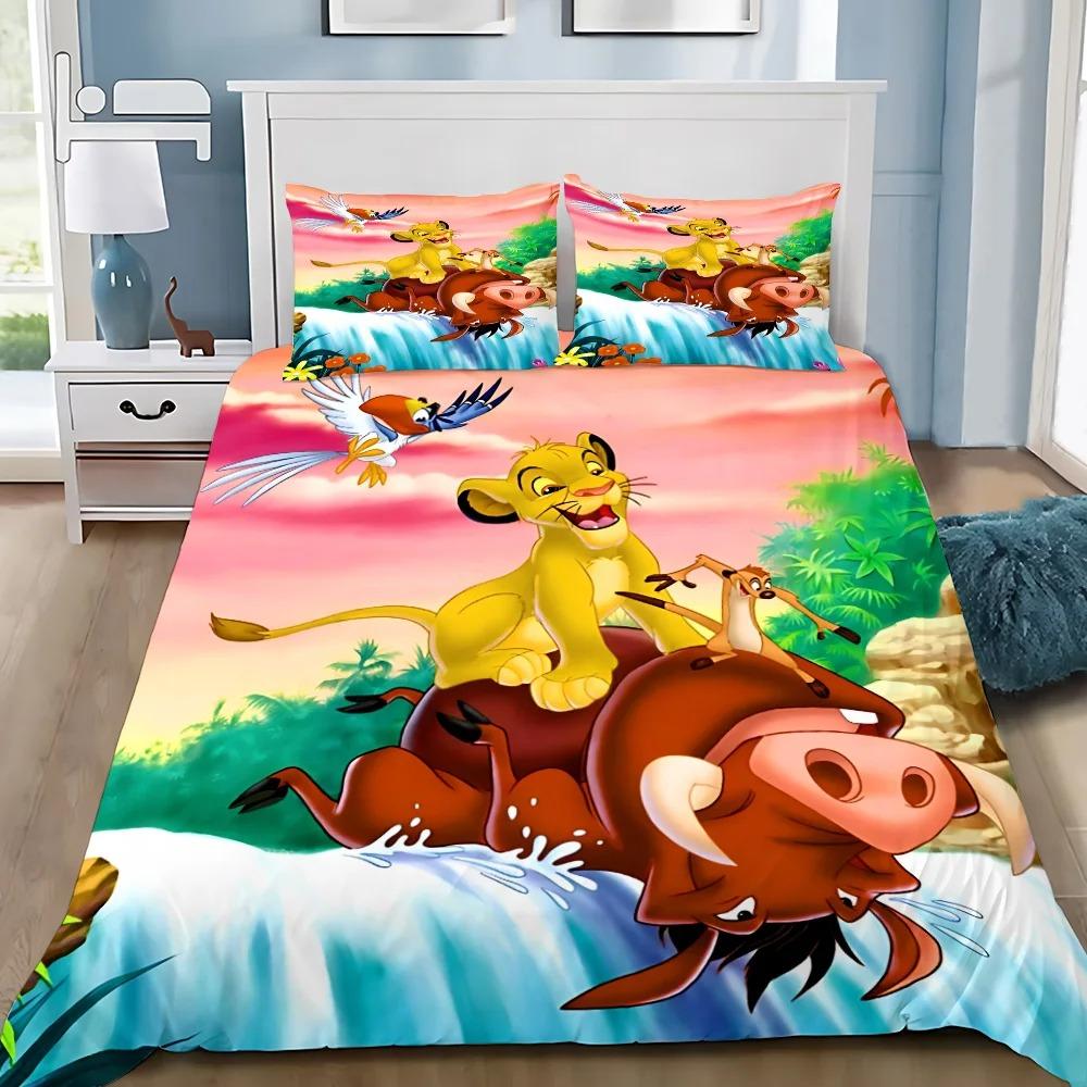 Duvet Cover Pillowcase Bedding Set Simba Lion King Adult Boy Girl Bedroom Decoration Children Gift Single Double Size