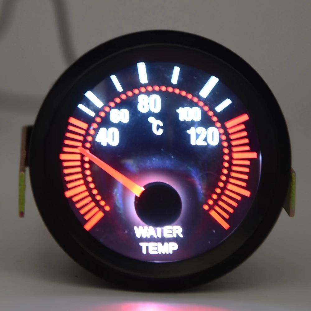 2'' 52mm Universal Smoke Lens Water Temp Temperature Gauge 40-120C LED With Water Temp Sensor Car Gauge