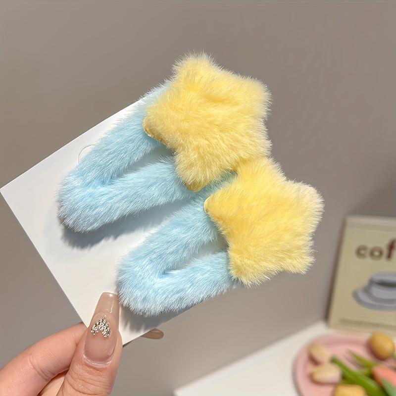 Plush Star Decor Hair Clips Autumn And Winter Hair Accessories Gift for Eid, Ramadan