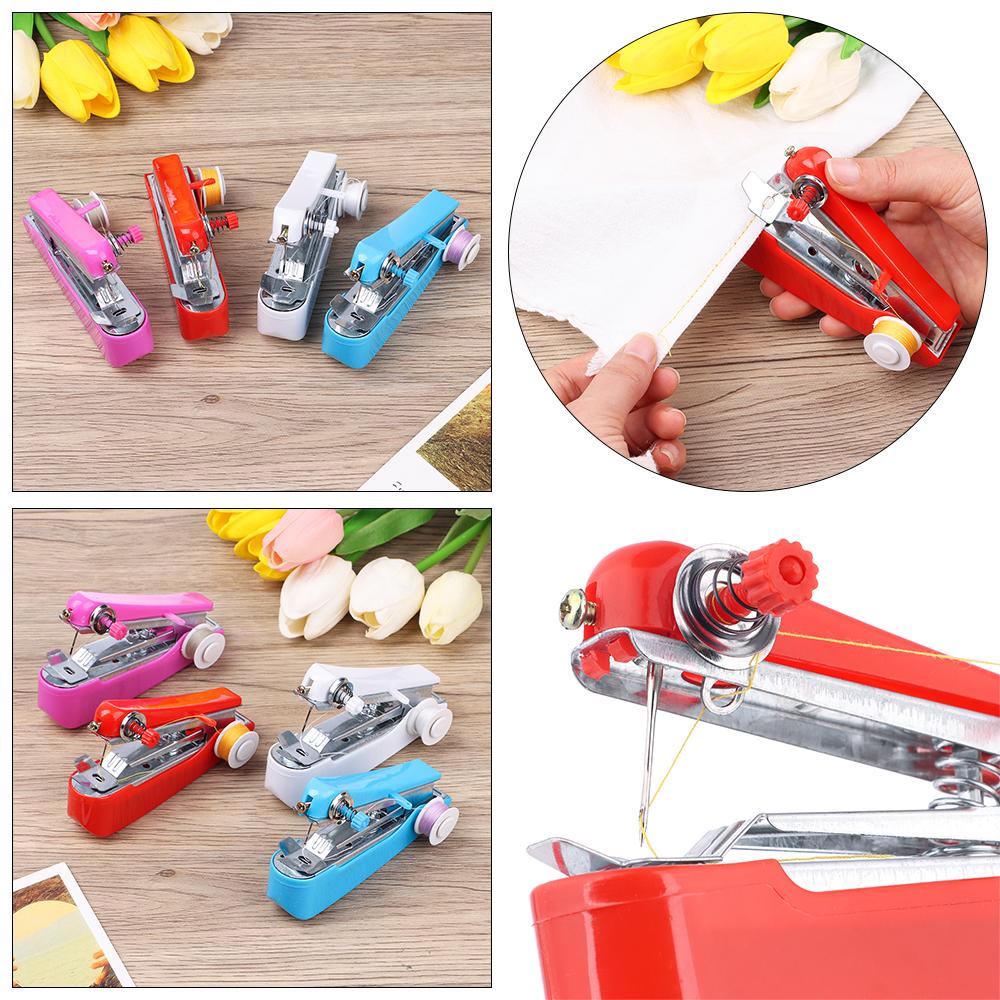 Home Beginners Clothes Fabrics Mini Hand-Held Needlework Craft Sewing Machine Cordles