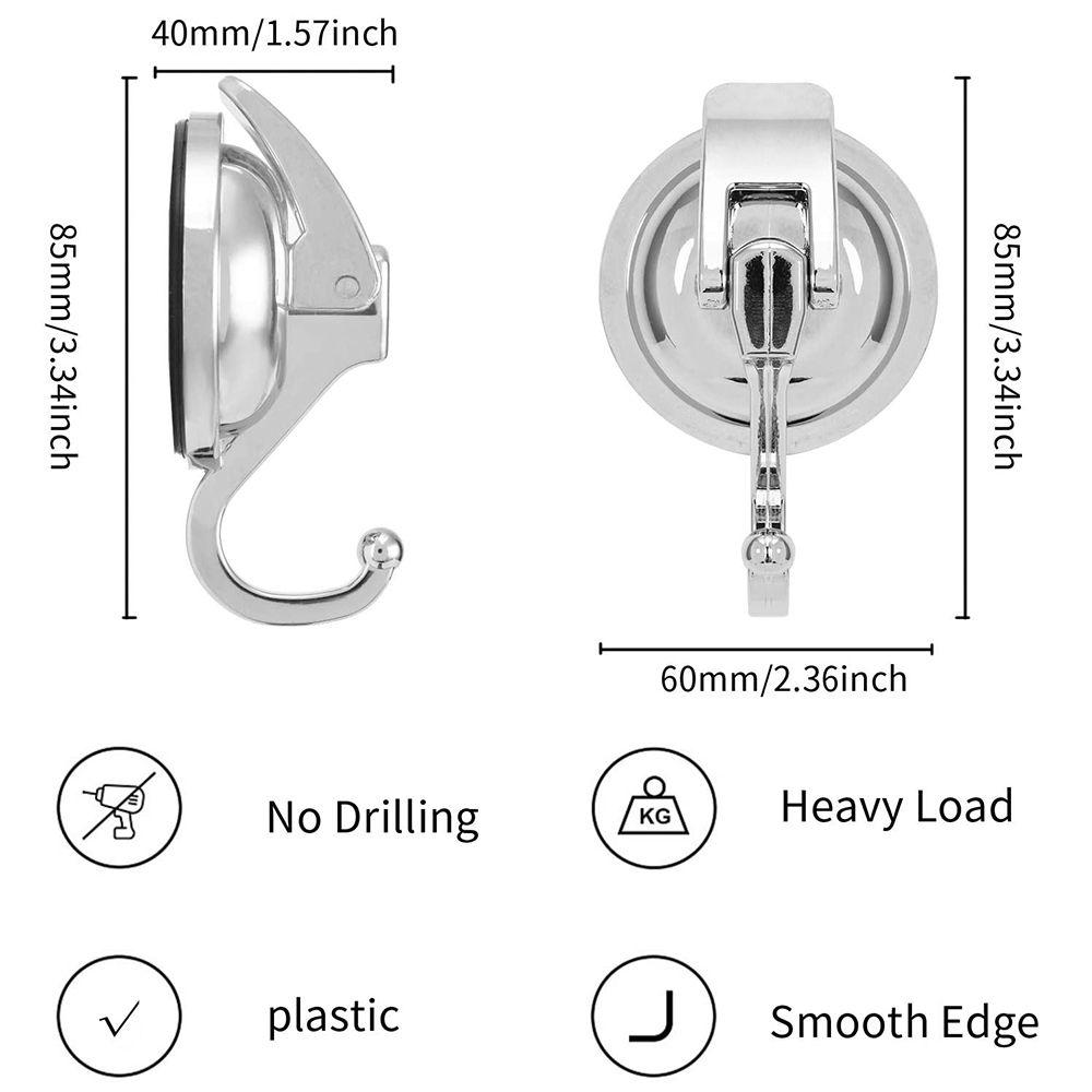 Reusable Polished Heavy-Duty Chrome-Plated Organization Bathroom Shower Suction Cup Hooks