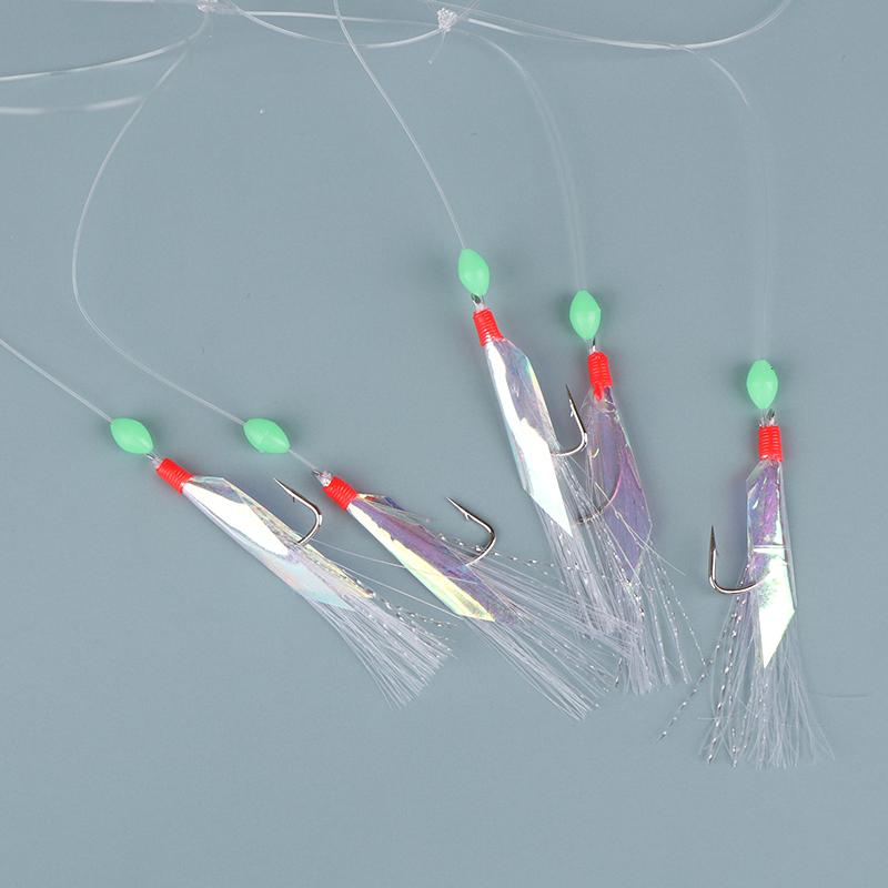 5Pcs/Pack Soft Fishing Lure Rigs Bait Jigs Lure Feather Lure Herring Bait Tool For Mackerel And Deep Sea Fishing Tackle