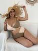 Women's Large Size Colorful Straps Bikini Summer Beach Collision Swimsuit Sports Beach Plus Size Swimsuit Sets