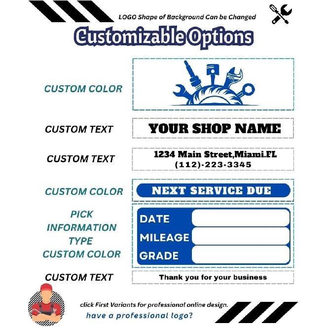 Oil Change Stickers With No Residue, Personalized Oil Change Reminder Sticker For Windshield, Clear Next Service Due Labels For Car Auto Vehicle