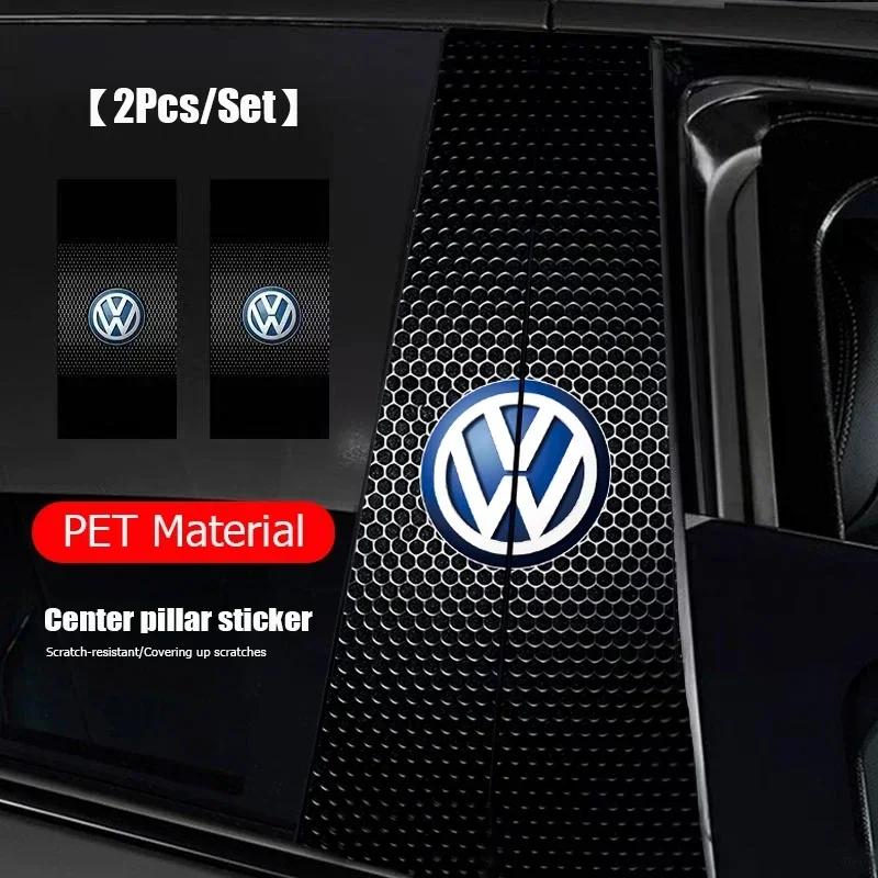 OBTLU1 2Pcs Car Center Pillar Stickers B-Pillar Decorative Decals For VW Atlas Jetta Touareg Variant Golf Polo GTI Taos Nivus Passat Ti
