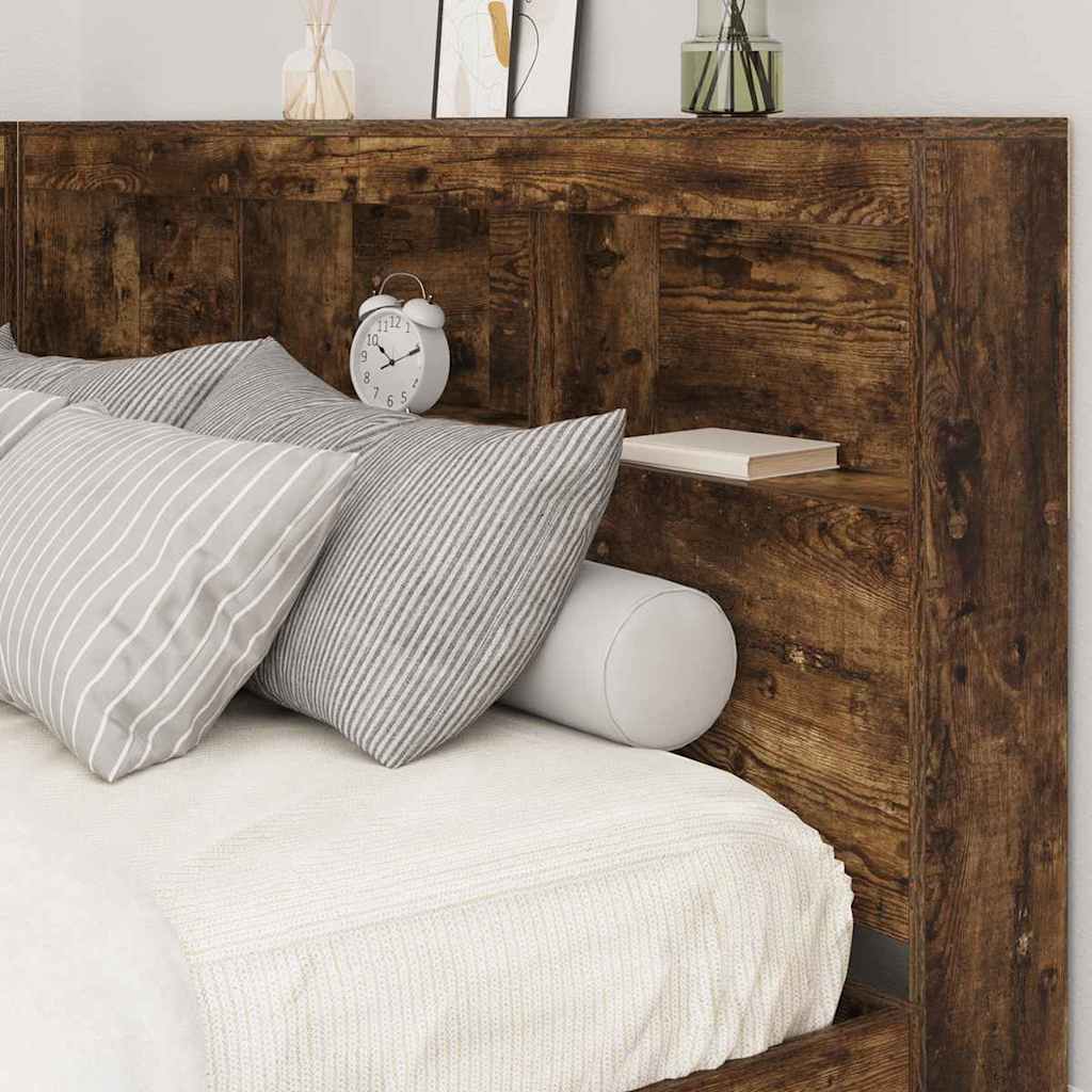 Storage Headboard Smoked Oak 135 cm Engineered Wood