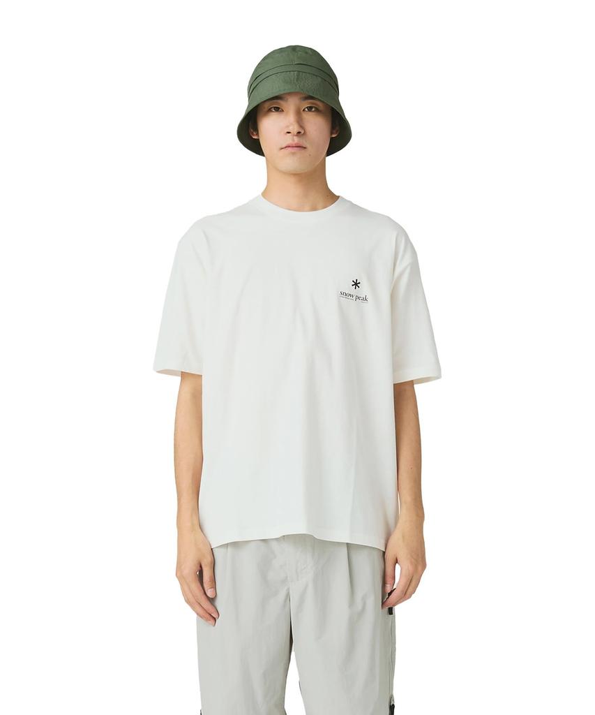 Snow Peak Soft Cotton Relaxed Logo Short Off White T-Shirt TS-25AU006, Sleeve, Men's/Women's, XL,