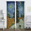 Halloween Decoration Van Gogh Home Interior Curtains for Camera Partition Blackout Curtains 2 Pieces Living Room Curtain Shades