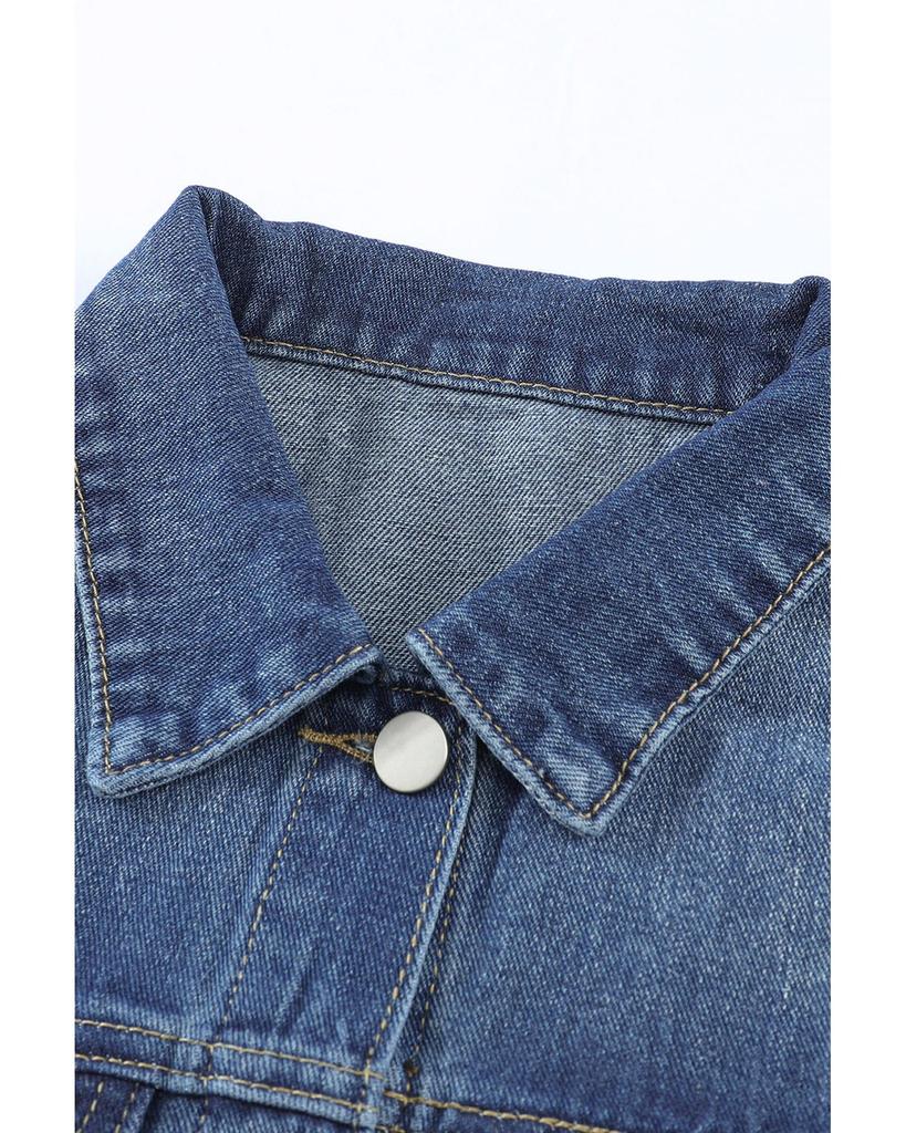 Azura Exchange Джинсовая куртка с потертыми пуговицами