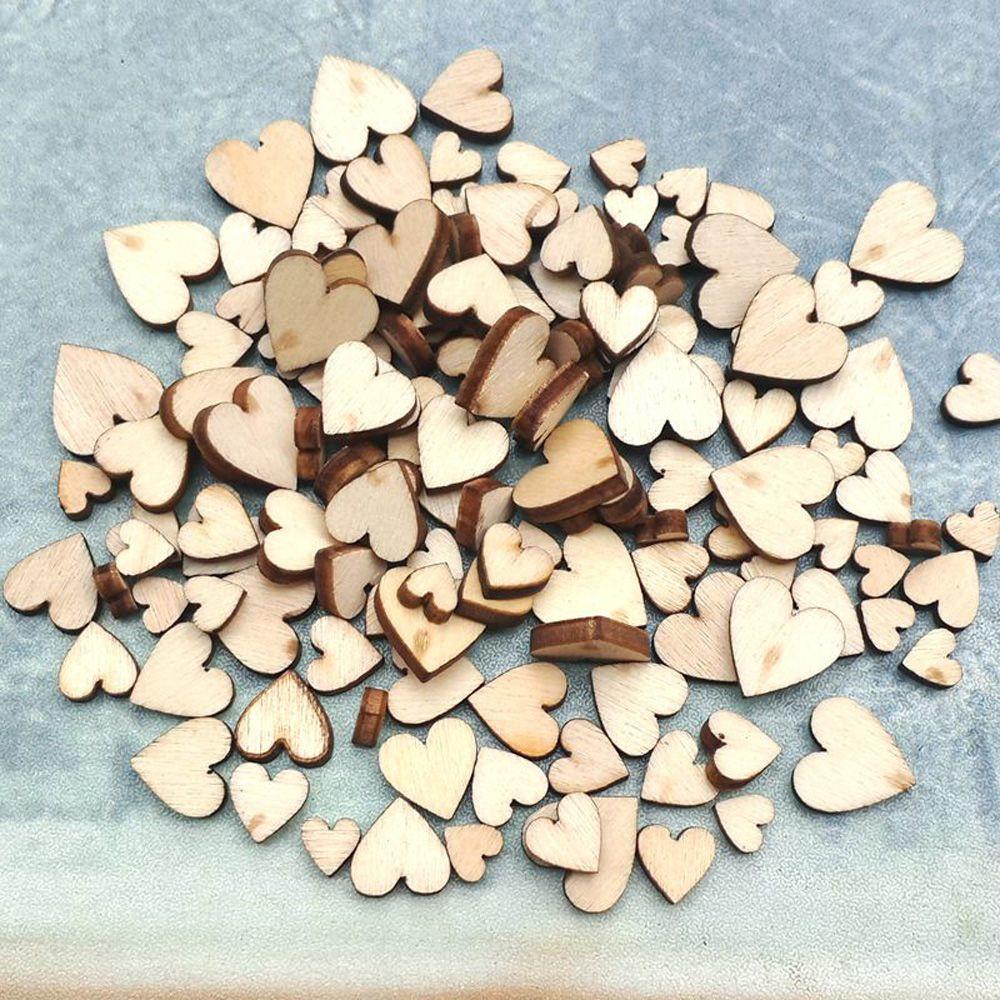 100PCS Mixed Decoration Rustic Wooden Love Heart Crafts Accessories Wedding Decor Table Scatter