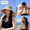 Summer Eaves Sunscreen Hat Women's Outdoor Travel Visor Removable Shawl Neck Empty Top Bucket Hat