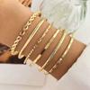 Exquisite Bracelet European and American Double Heart Metal Bracelet Set Women's High-grade Retro Geometric Six-piece Metal Bracelet