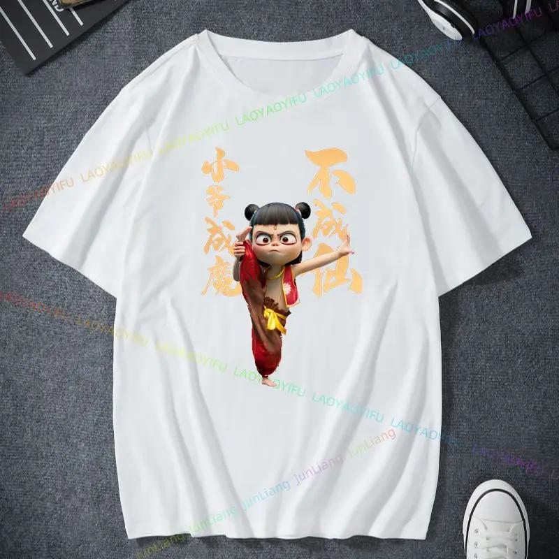 2025 Nezha 2 Magic poster Short sleeve crewneck shirt Fashion casual funny Y2K cute fun shirt