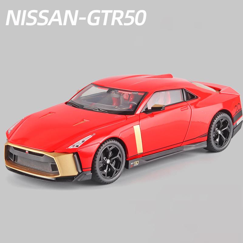 Суперкар GTR50, литая под давлением модель автомобиля, масштаб 1/18, игрушечный автомобиль с откатным механизмом, звуком и светом для детей, коллекция подарков для мальчиков и девочек