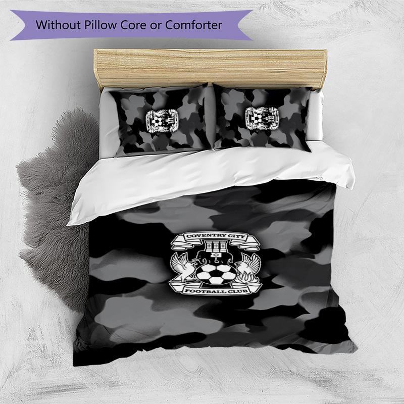 Coventry City Football Printed 3 Pieces Bedding Set, Comfortable Skin Friendly Bedroom Duvet Cover Set