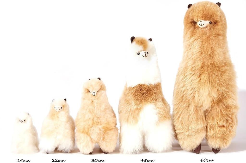 INJOI Plush Alpaca Toy, Fluffy and Cute, Handmade with Rare Natural Alpaca Fur, Perfect for Anniversaries and Special Occasions, Gift (15cm, White,