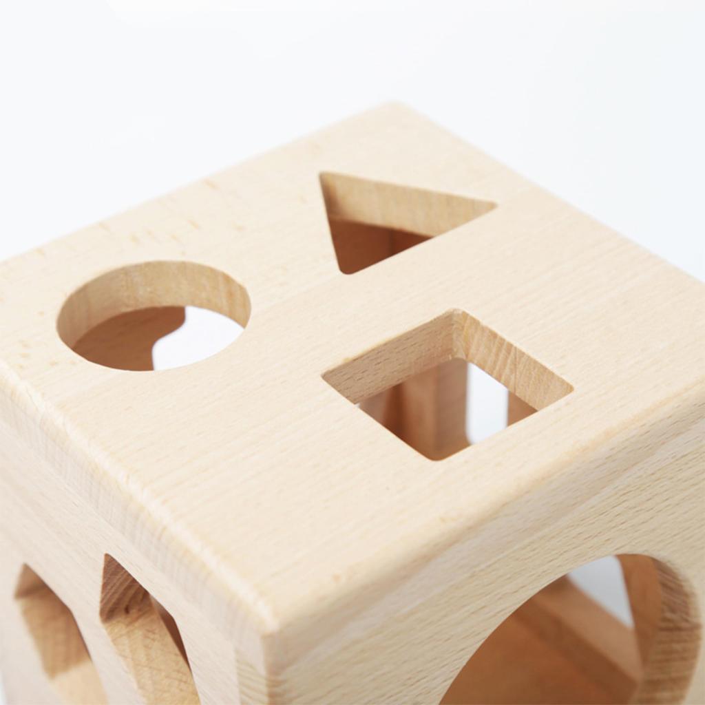 Shinse Пазл-коробка с подбором форм, Подбор форм, Деревянная игрушка, Распознавание форм, Игра для кончиков пальцев, Активный кубик, Игрушка Монтессори, Развивающая игрушка для