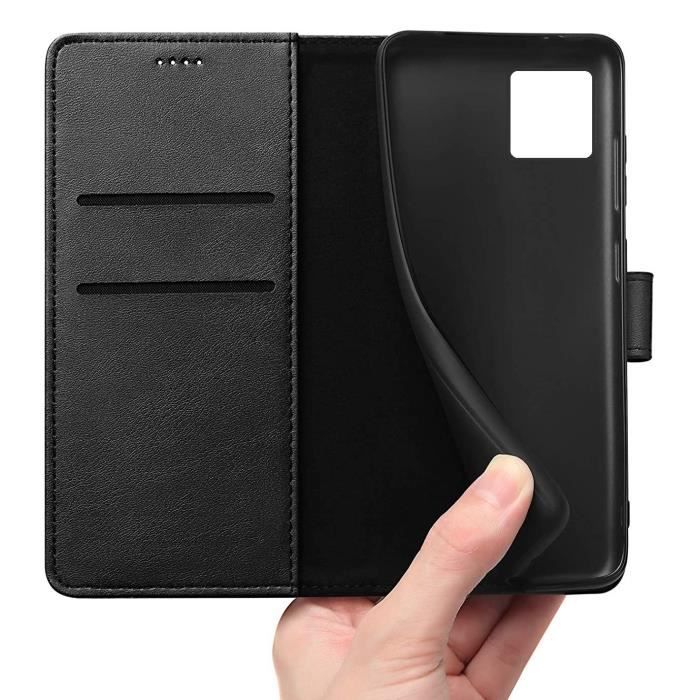 Case for iPhone 15 PRO - Phonillico® - Black Wallet - Magnetic Flap - Card Storage - Hard Plastic