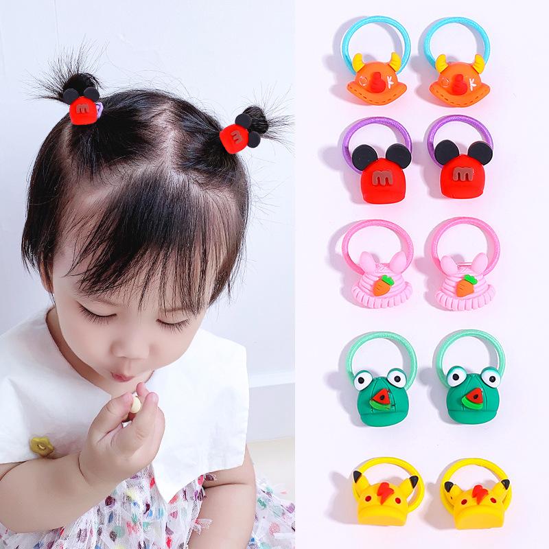 10PCS/Set 2CM Mini Cartoon Baby Girls Hair Ties Children HairBands Ponytail Elastic Rubber Band Newborn Hair Accessories