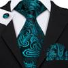 Hi-Tie Fashion Mens Wine-Red Paisley Necktie Hanky Cufflinks for Business Wedding
