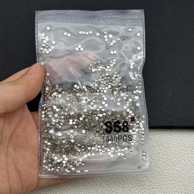 1440Pcs/bag AB/Clear Round Mini Nail Diamond SS3-SS20(1.3-4mm) FlatBack Non-Hotfix Nail Crystal Crystal Clear AB Manicure Glass
