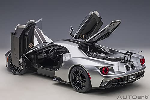 AUTOart 1/12 Scale Ford GT 2017 Metallic Silver/Black Stripes Finished Product 12108