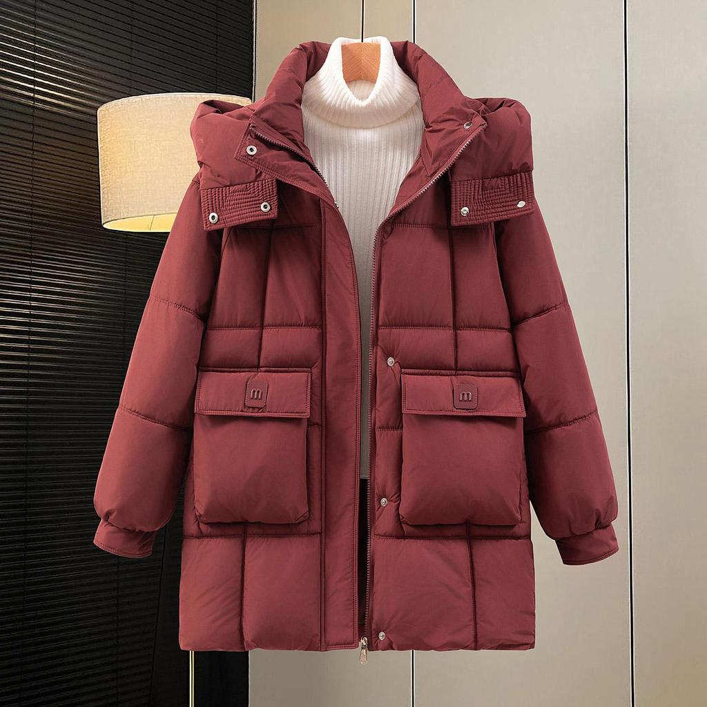 Autumn Winter Thicken Warm Parka Women Casual Sweety Solid Color Big Pocket Loose Hooded Coat Jackets Outwear
