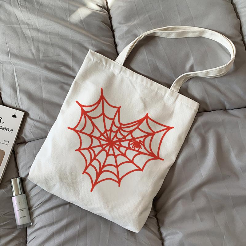 Сумка-шоппер в готическом стиле «Паук» с принтом «каваи», повседневная женская холщовая сумка большой вместимости, Harajuku, повседневные женские сумки на плечо в стиле аниме y2k